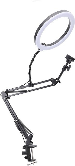 Koogeelife Overhead Ringlicht mit Telefonklemme in Schwarz für Beauty-Make-up, Nagelkunst und Live-Streaming - Bild 1