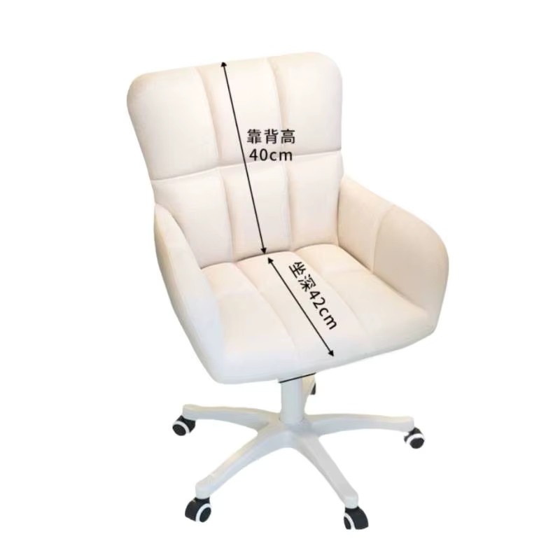 OAKCIA Ergonomischer Moderner Schminkstuhl in Weiß mit Rollen und Stoffbezug - Bild 3