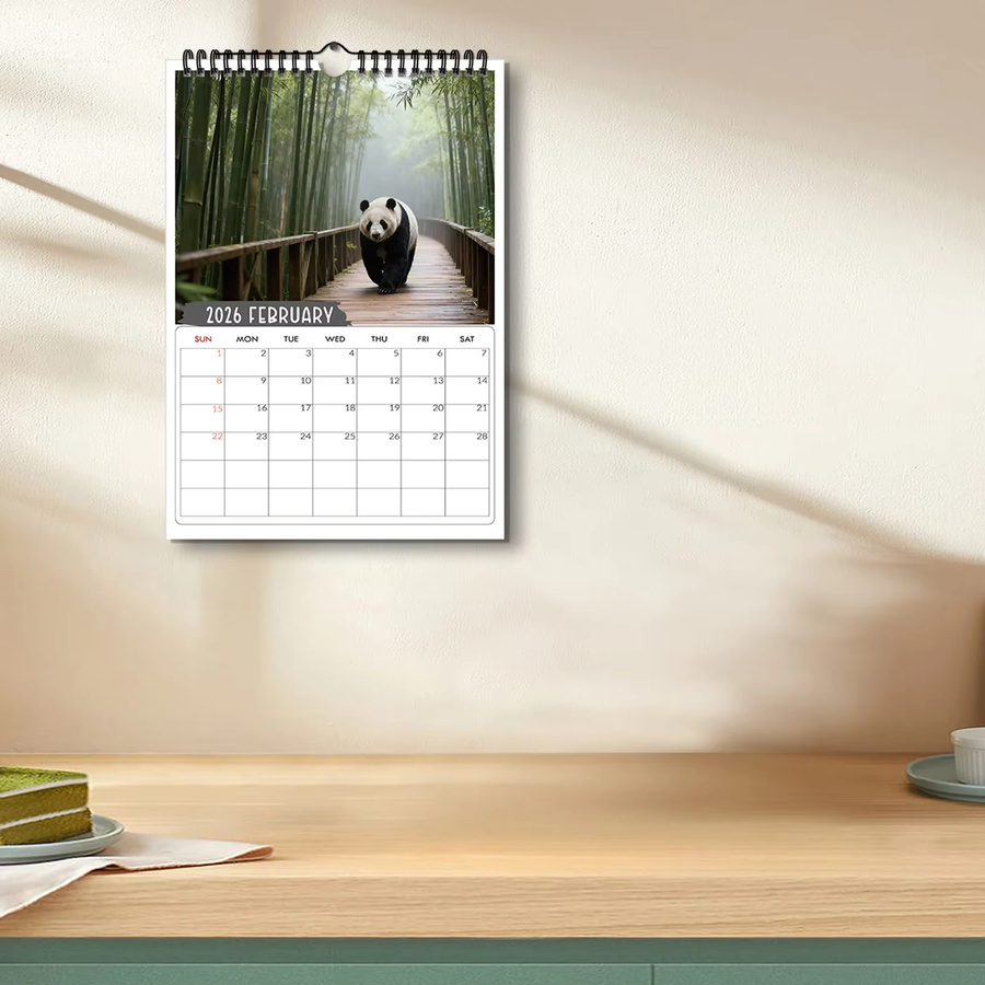 Bambus-Wald-Panda-Kalender in Multicolour aus Holz und Papier für deine Heimdekoration - Bild 5