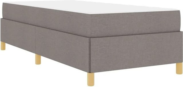 vidaXL Bettrahmen mit Matratze in Taupe, gepolstertes Bett aus Stoff mit Federkern, B/T/H: 90 x 190 x 55 cm - Bild 1