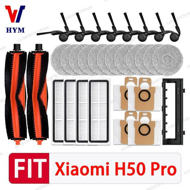 HAOYUNMA Ersatzteil-Set für Xiaomi H50 PRO / OV42GL Roboterstaubsauger mit Hauptbürste, Seitenbürste, Wischtuch, HEPA-Filter und Staubbeutel - Bild 1