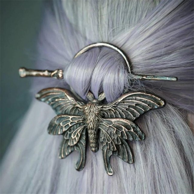 NATAWA Haar Clips, Kuh Schädel Skelett Mondstein, Damen, grau - Bild 1