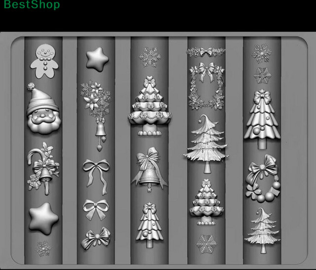 HNKMP 3D Nail Art Silikonformen Weihnachtsserie, transparente Maniküre Dekor Vorlagen - Bild 1