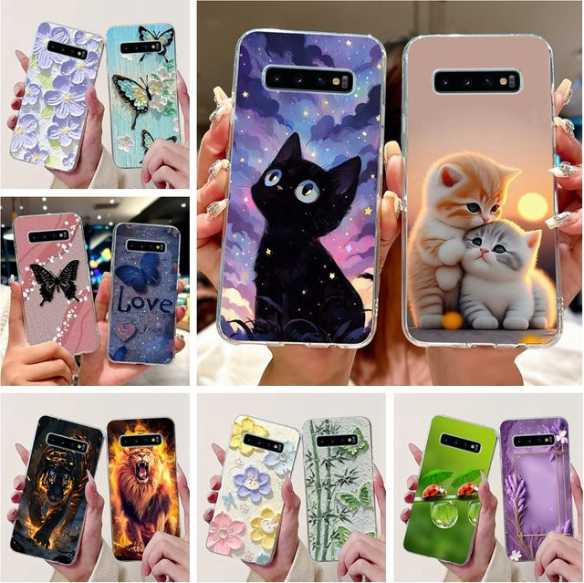 Samsung Galaxy S10, S10e und S10 Plus Schutzhülle aus weichem Silikon mit Katzen-Design in Multicolor - Bild 1