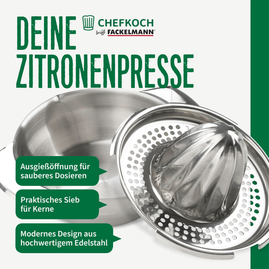 Fackelmann Zitronenpresse Citrus Press aus Edelstahl, Silber, 2-teilig, Durchmesser: 16 cm - Bild 2