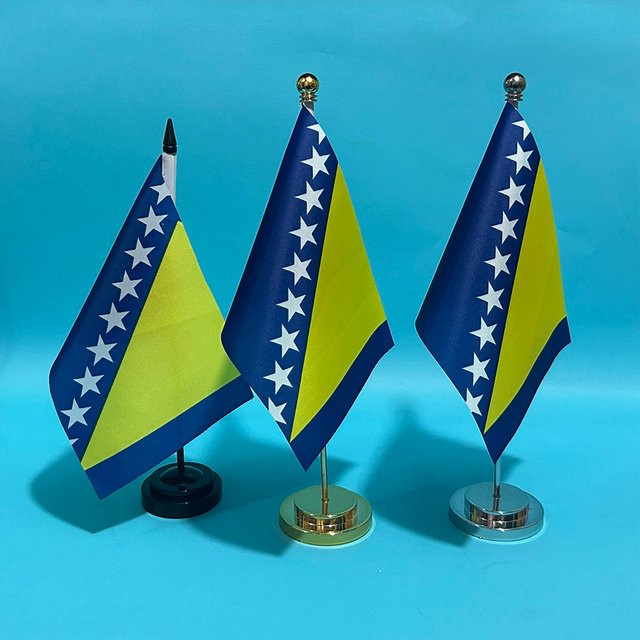 SKY FLAG Büro-Schreibtischflagge Bosnien und Herzegowina aus Polyester, B/H: 14 x 21 cm - Bild 1
