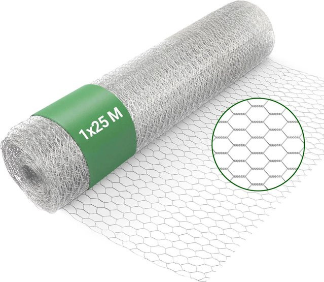 Wiltec Volierendraht als Hasendraht in Silber, verzinkter Stahl mit 50 mm Maschenweite, B/H: 25 cm x 100 cm - Bild 1