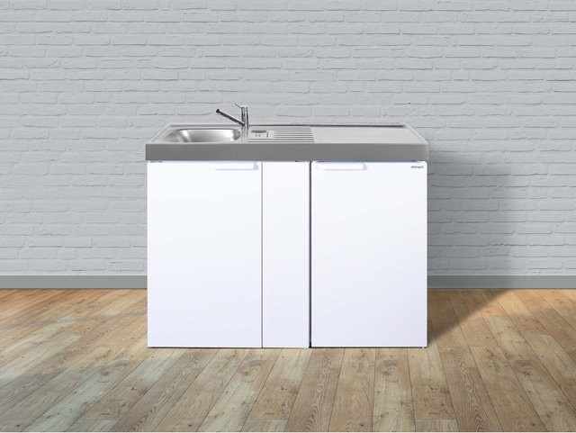 Stengel Küchen Kitchenline MK 120 Küchenzeile in Weiß mit Becken links und ohne Kochfeld rechts - Bild 1