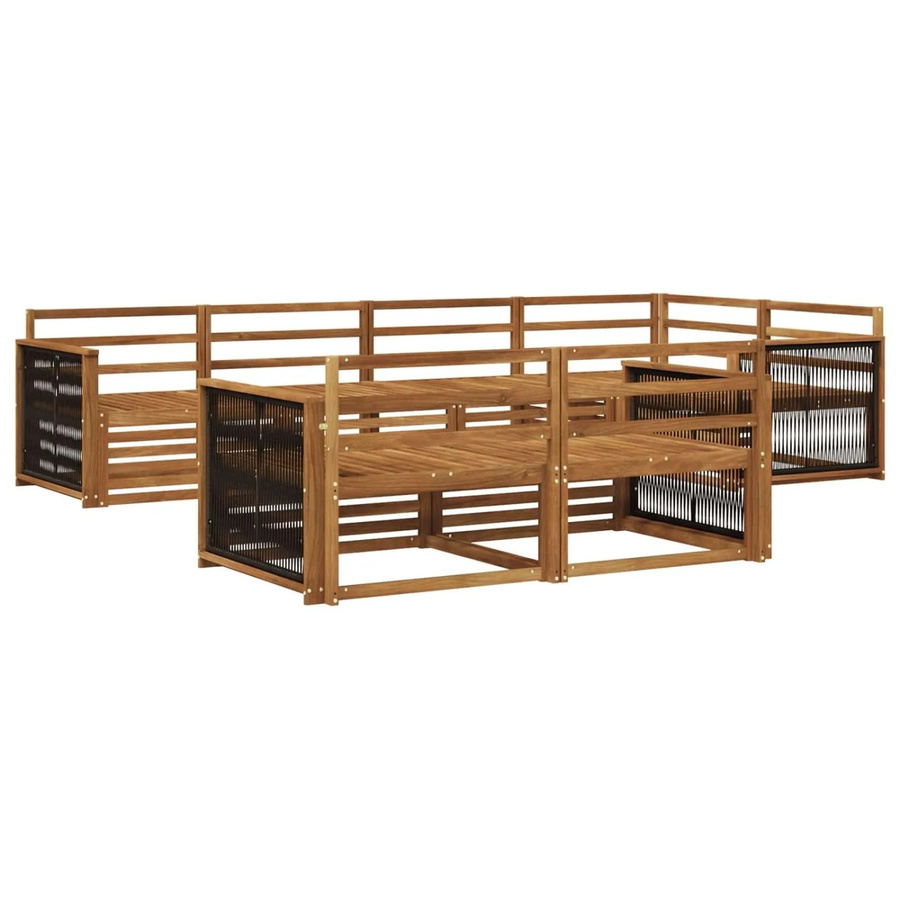 vidaXL Outdoor-Sofagarnitur aus Akazienholz in Braun, 7-teiliges L-Shape Set mit modernem Design - Bild 1