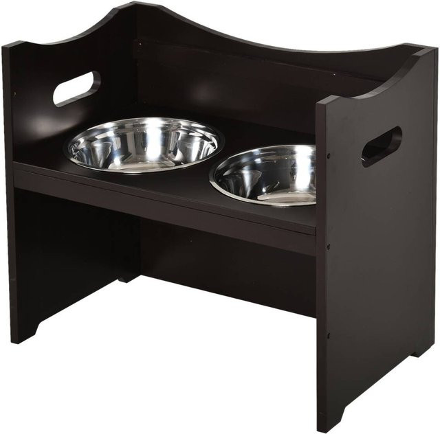 PawHut Futterstation aus MDF und Edelstahl in Braun, B/H/T: 54 x 47 x 31,5 cm - Bild 2