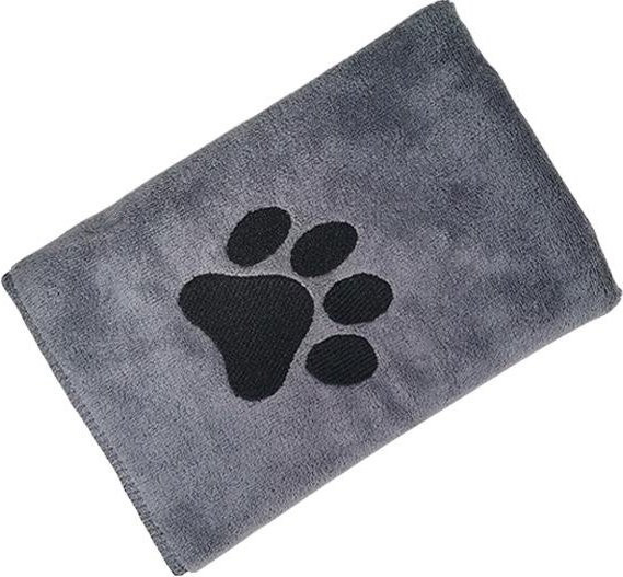 Saugfähiges Haustierhandtuch aus Ultrafeinfaser mit gesticktem Logo für Hund und Katze, Grau, B/H: 35 x 75 cm - Bild 1