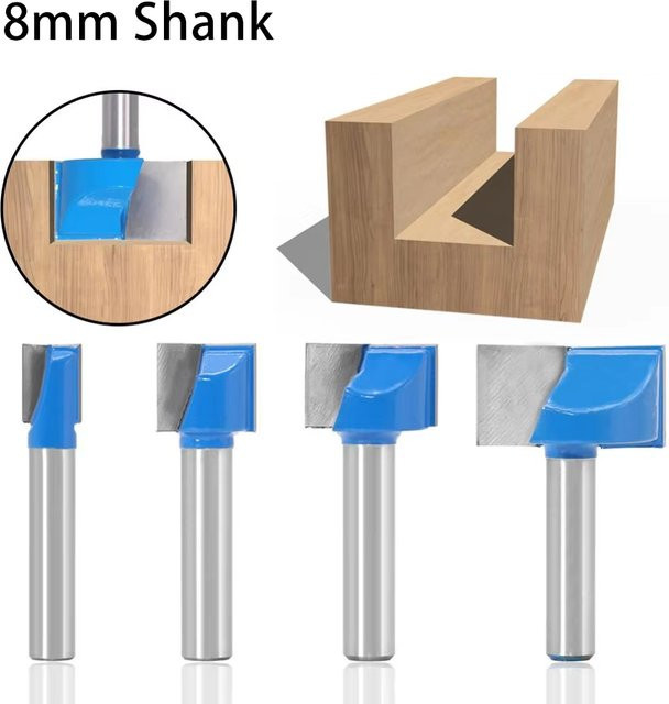 JGZUI Schaftfräser für die Holzbearbeitung in Blau, Durchmesser 10-32 mm, 8 mm Schaft, Oberflächenplanfräser für Vertiefungsarbeiten - Bild 1