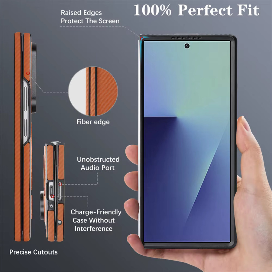 Stoßfeste Ultradünne Carbonfaser-Lederhülle für Samsung Galaxy Z Fold 7 6 5 4 3 in Purple mit Magnetischer Magsafe-Kompatibilität im Retro Business Design - Bild 2