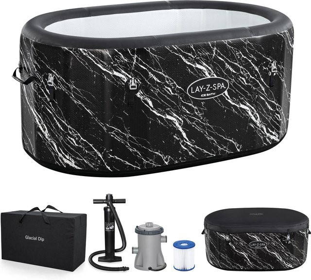 Bestway LAY-Z-SPA FortiFiber Eisbad Glacial Dip aufblasbar mit Filterpumpe, Schwarz, B/T/H: 152 x 92 x 71 cm - Bild 1