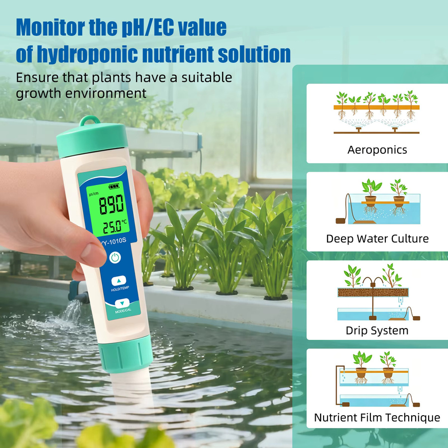 Yieryi 10-in-1 Wasserqualitätstester wiederaufladbar für pH, TDS, EC, Salzgehalt, ORP, H2, S.G., Chlor, MΩ und Temperatur für Trinkwasser und Spa - Bild 2