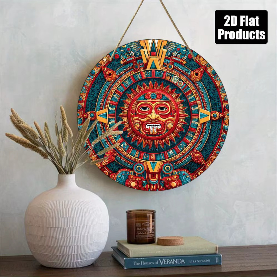 CIFBUY Stammes-Sonnen-Wanddekoration in Multicolour, Retro-Stammes-Kunstwerk mit geometrischem Sonnenmotiv zum Aufhängen, Durchmesser: 20 cm - Bild 4