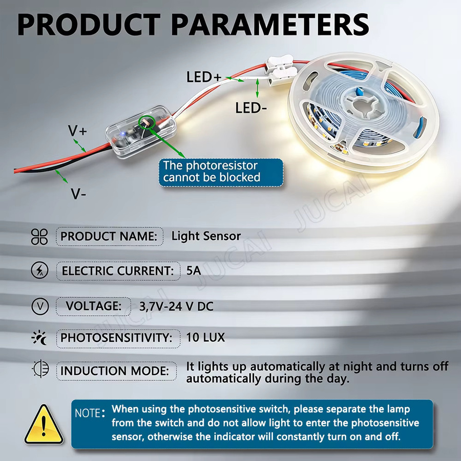 Automatischer USB/DC Lichtsensorschalter mit Fotozelle für Straßenlaternen, DC 12 V / 24 V, 5 A, aus Kunststoff - Bild 2