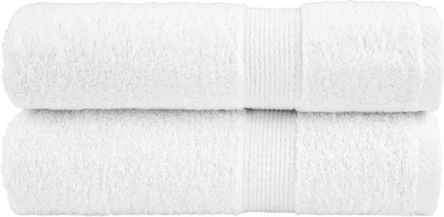vidaXL SOLUND Premium-Duschtücher aus Baumwolle, 2er-Set, Weiß, B: 70 cm, L: 140 cm, 600 g/m² - Bild 1