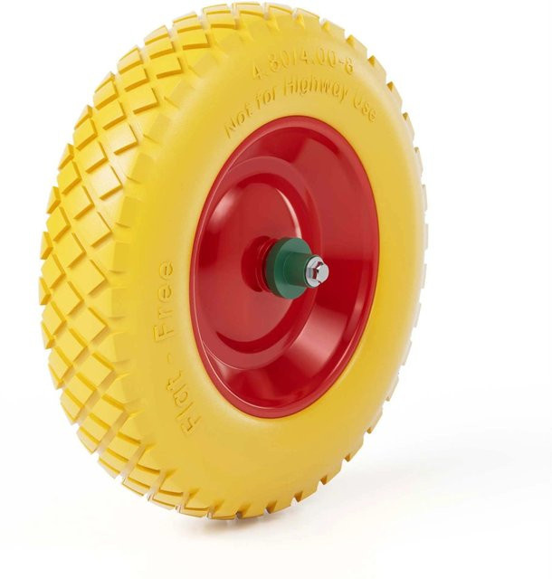 Wiltec Schubkarren Ersatzrad aus Polyurethan Vollgummi 4.00-8 Pannensicher - Bild 1