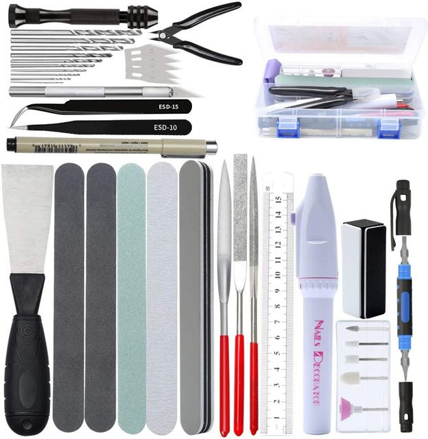 KING'SDUN 42-in-1 Modellbau Werkzeug Set in Multicolour für Gundam, Militär und DIY Hobby mit Pinzette, Zange, Bohrer und Schleifwerkzeug - Bild 1