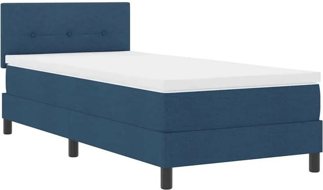 vidaXL Boxspringbett mit Matratze und LED-Unterbettbeleuchtung in Blau, Stoff, B/T/H: 90 x 200 x 103 cm - Bild 1