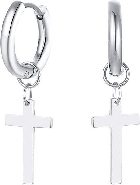 Lucky Star Jewelry Ohrring mit Kreuzanhänger, Edelstahl, Zirkonia, Herren - Bild 1