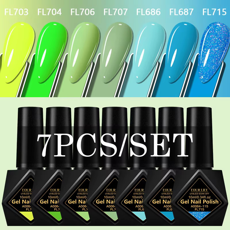 Four Lily Gel-Nagellack-Set, 7-teilig, glänzend, Unisex - Bild 2