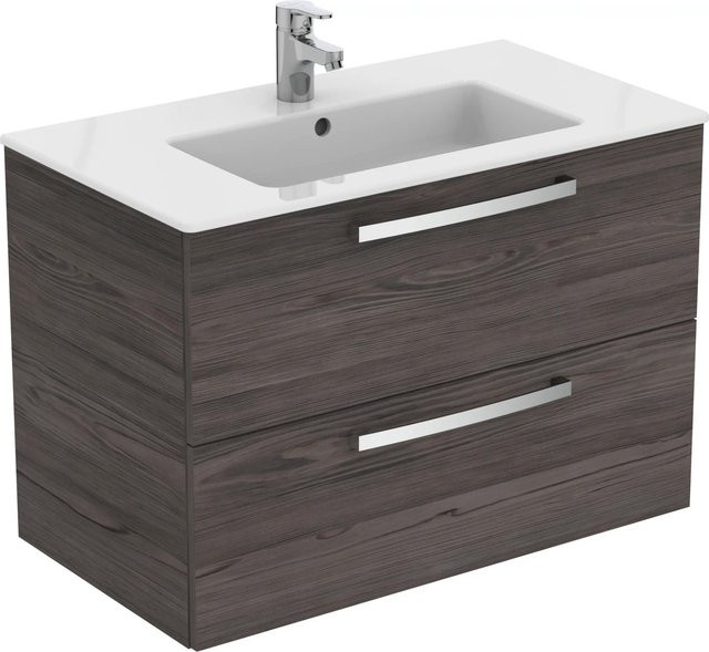 Ideal Standard Waschtisch-Paket Eurovit Plus aus Kristallporzellan mit Waschtisch und Unterschrank in Lava Grau, Breite: 81,5 cm - Bild 1