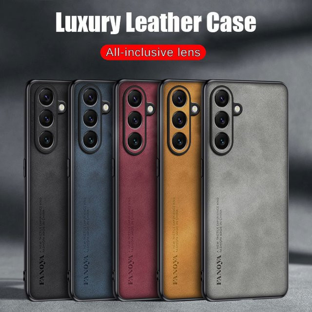 Samsung Galaxy M36 Schutzhülle aus Lammfell Leder mit TPU Soft Bumper in Rot - Bild 1
