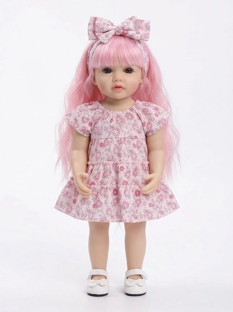 NPK Betty Silikon-Reborn-Puppe, Mädchenpuppe, Rosa Lockiges Haar - Bild 1
