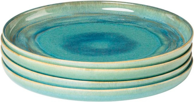 Gipfelstück Speiseteller-Set aus Steinzeug in Tiefer See mit den Farben Blau, Grün, Grau und Weiß, Durchmesser: 28,0 cm - Bild 1