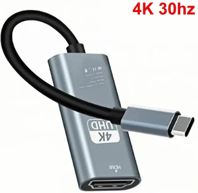 YJMP USB-C auf HDMI Adapter in Silber für 4K Auflösung, kompatibel mit MacBook Air, iPad, Samsung und Laptop - Bild 1