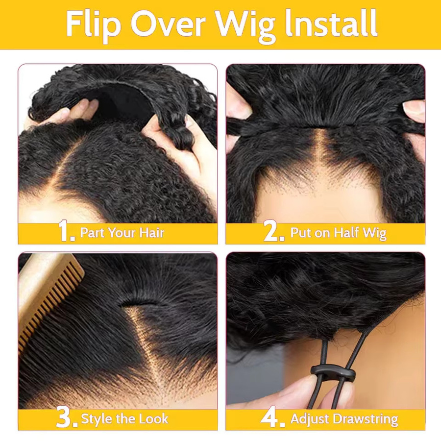 Dula A Hair Halbe Perücke Afro Kinky Curly Echthaar, 250 Dichte - Bild 5