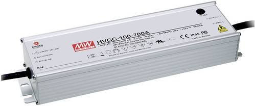 Mean Well MW HVGC-100-700A LED-Treiber Konstantstrom 99W 0.7A 15 - 142 V/DC dimmbar, silberfarbenes Aluminiumgehäuse mit PFC-Schaltkreis und Überlastschutz - Bild 1
