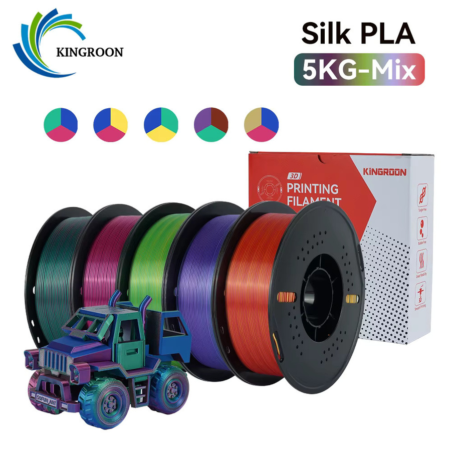 KINGROON PLA Seidenfilament für FDM 3D-Drucker in Blau, Grün, Lila und Multicolour - Bild 1