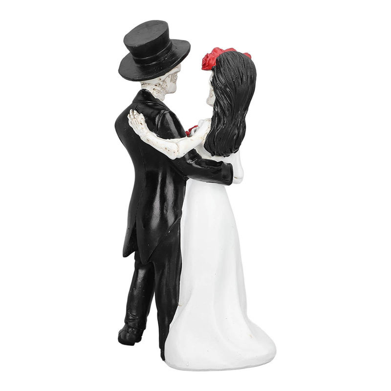 Tanzendes Skelettpaar als Hochzeitsfiguren von OutsideWorld in Schwarz und Weiß aus Kunstharz für Halloween und romantische Anlässe - Bild 4