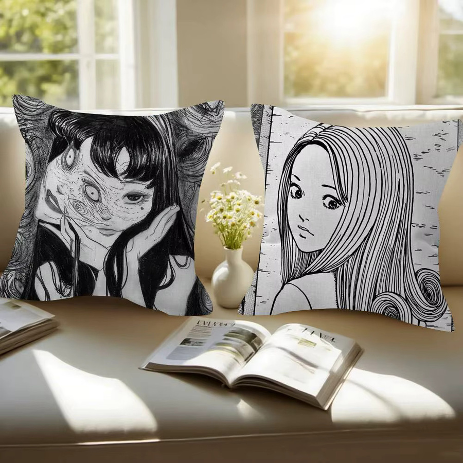 KAYOU Junji Ito Horror Anime Kissenbezug mit Grafikdruck für dein Sofa, B/B/H: 30 x 30 x 30 cm - Bild 2