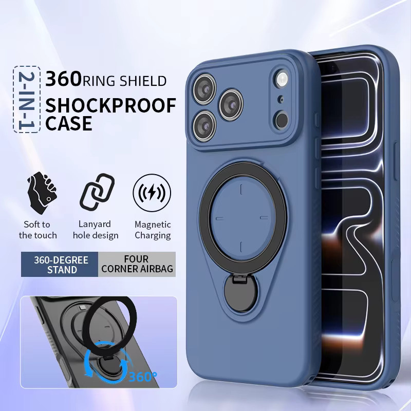 Luxus-Magnet 360 Grad drehbarer Ständer und magnetische Handyhülle für iPhone Air 17, iPhone 16 Pro Max, iPhone 16 Plus, iPhone 16 Pro und iPhone 17 Pro in Grün - Bild 1