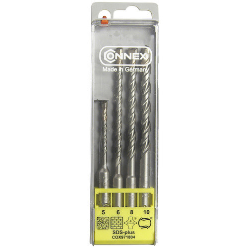 Connex Hammerbohrer-Set SDS-plus in Silber mit Durchmessern von 5, 6, 8 und 10 mm - Bild 2