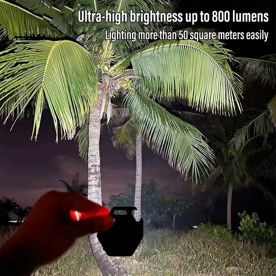 ESMARTER Mini-Campingleuchte mit LED, USB-Aufladung, COB-Schlüsselanhänger und Magnet, IP64 wasserdicht, Schwarz - Bild 3
