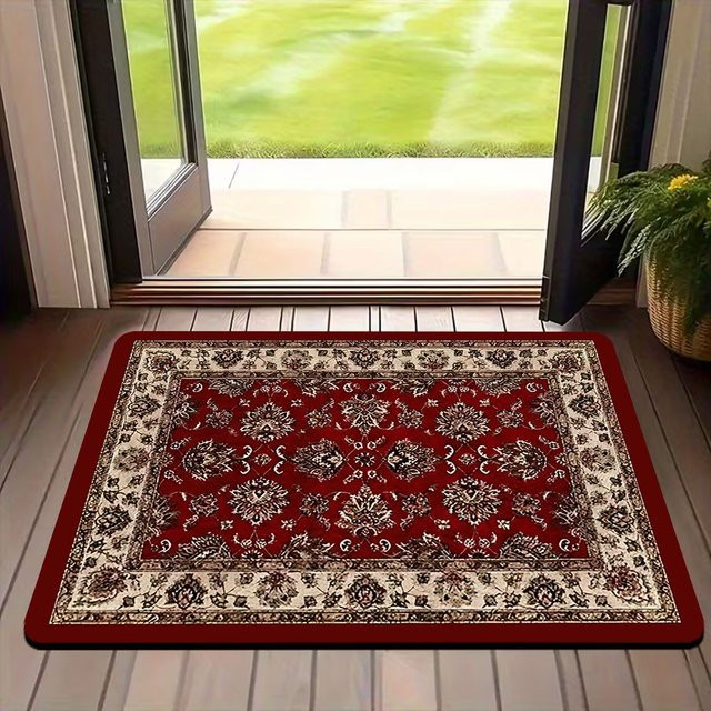VIKAMA Willkommensmatte im Boho-Stil mit floralem Design, rot, B/T: 60 x 40 cm - Bild 1