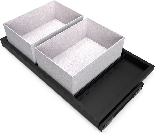 Emuca Organisationsset für Kleiderschränke mit 2 Körben, Tray Set und Soft-Close-Führungsrahmen, verstellbar, Modulbreite: 800 mm, Farbe: Steingrau - Bild 1