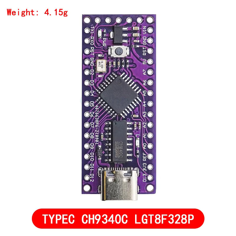 LGT8F328P-LQFP32 MiniEVB Entwicklungsboard mit USB-C und Micro USB, kompatibel mit ATMEGA328 Nano V3.0, CH9340C und HT42B534-1 SOP16 Arduino von Si Tai&SH - Bild 3