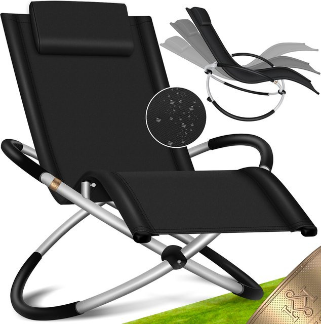 KESSER Relaxliege Liegestuhl aus Textilene in Schwarz, faltbarer ergonomischer Gartenstuhl mit 180 kg Belastbarkeit, B/T/H: 174 x 78 x 89 cm - Bild 1