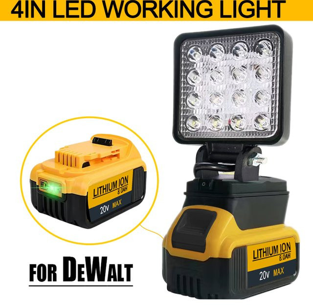 OUTLULU LED Akku-Taschenlampe für DeWalt 18V Akkus, Tragbarer Kabelloser LED-Spotlight für Außenarbeiten und Notfälle - Bild 1
