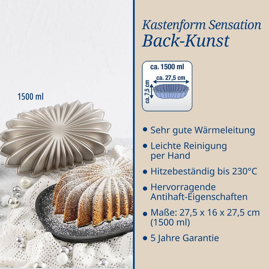 Dr. Oetker Kastenform Sensation Back-Kunst aus Aluminium mit Antihaftbeschichtung, B/T/H: 16,5 x 8,0 x 16,5 cm - Bild 2