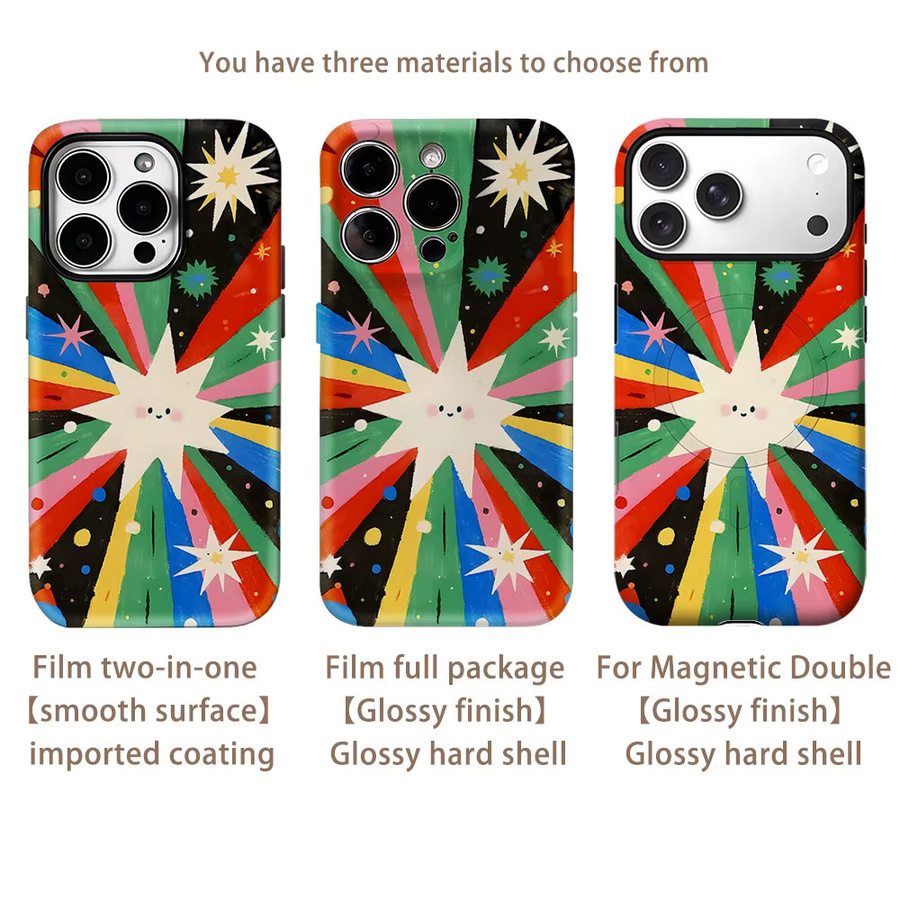 Potdemiel Handyhülle mit Regenbogen-Sternenexplosion für iPhone 17 16 15 14 13 Pro Max Plus, magnetisch, robust, mehrfarbig - Bild 2