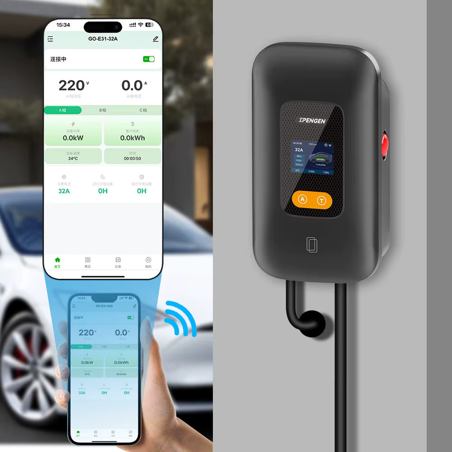IPENGEN EV Ladestation Typ2 11KW 16A 3Phasen Elektroauto Wallbox mit WIFI APP Steuerung in Schwarz - Bild 2