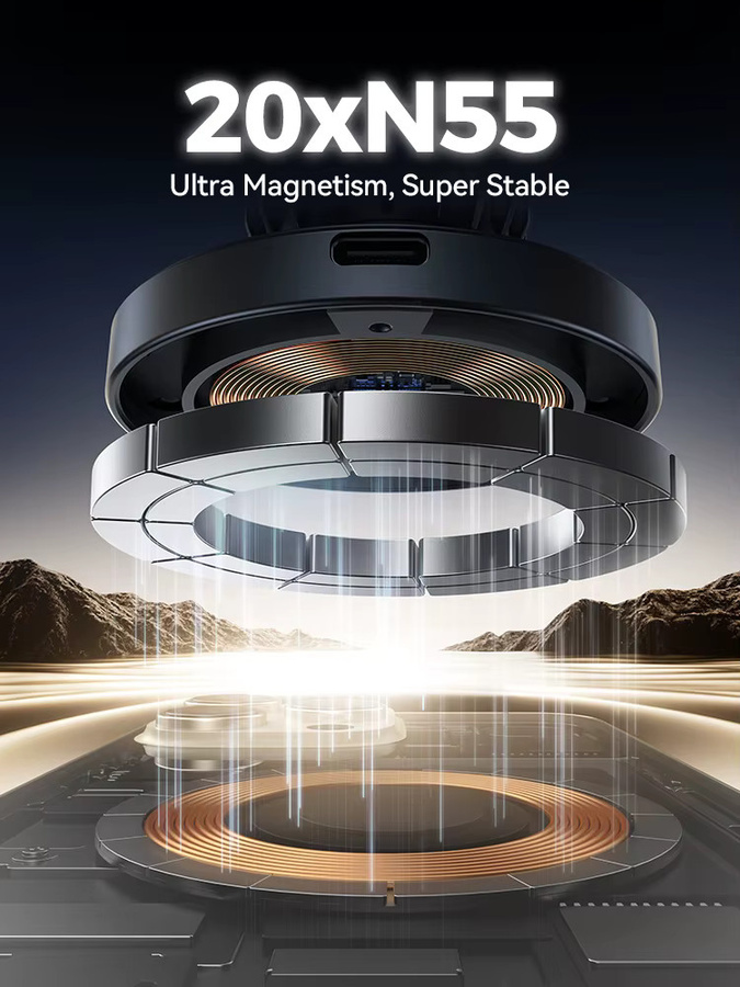 Joyroom Magnetische Auto-Handyhalterung mit kabelloser Ladefunktion für Armaturenbrett und Lüftungsschlitz, Schwarz, JR-ZS502 - Bild 3