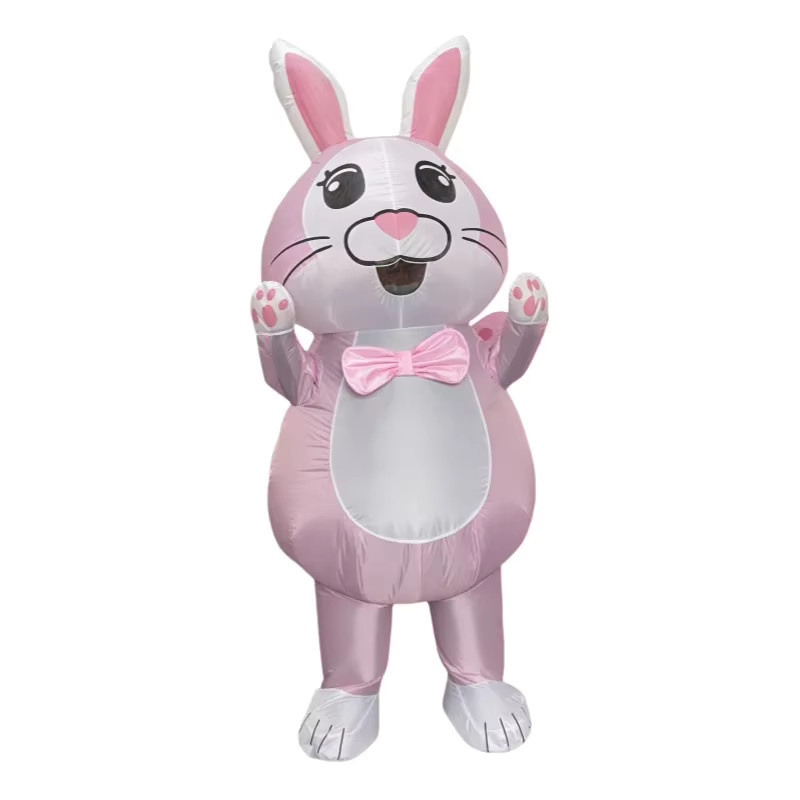 Potdemiel Aufblasbares Osterhase-Kostüm, Ganzkörper-Aufblaspakete mit Fliege, Rosa / Pink - Bild 2